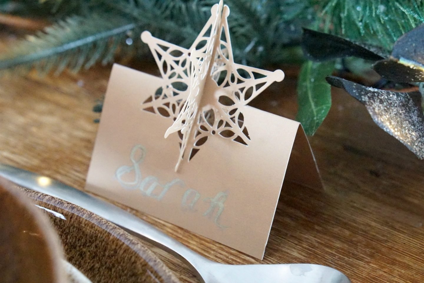 Home Made Snow Flake Place Card from Cricut Air www.extraordinarychaos.com
