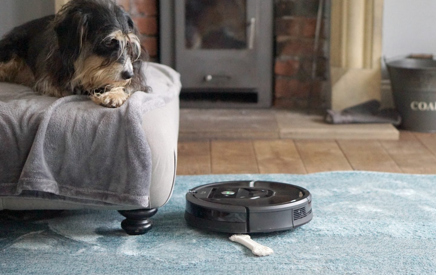 The Roomba can adjust between wood floors and rugs seamlessly 