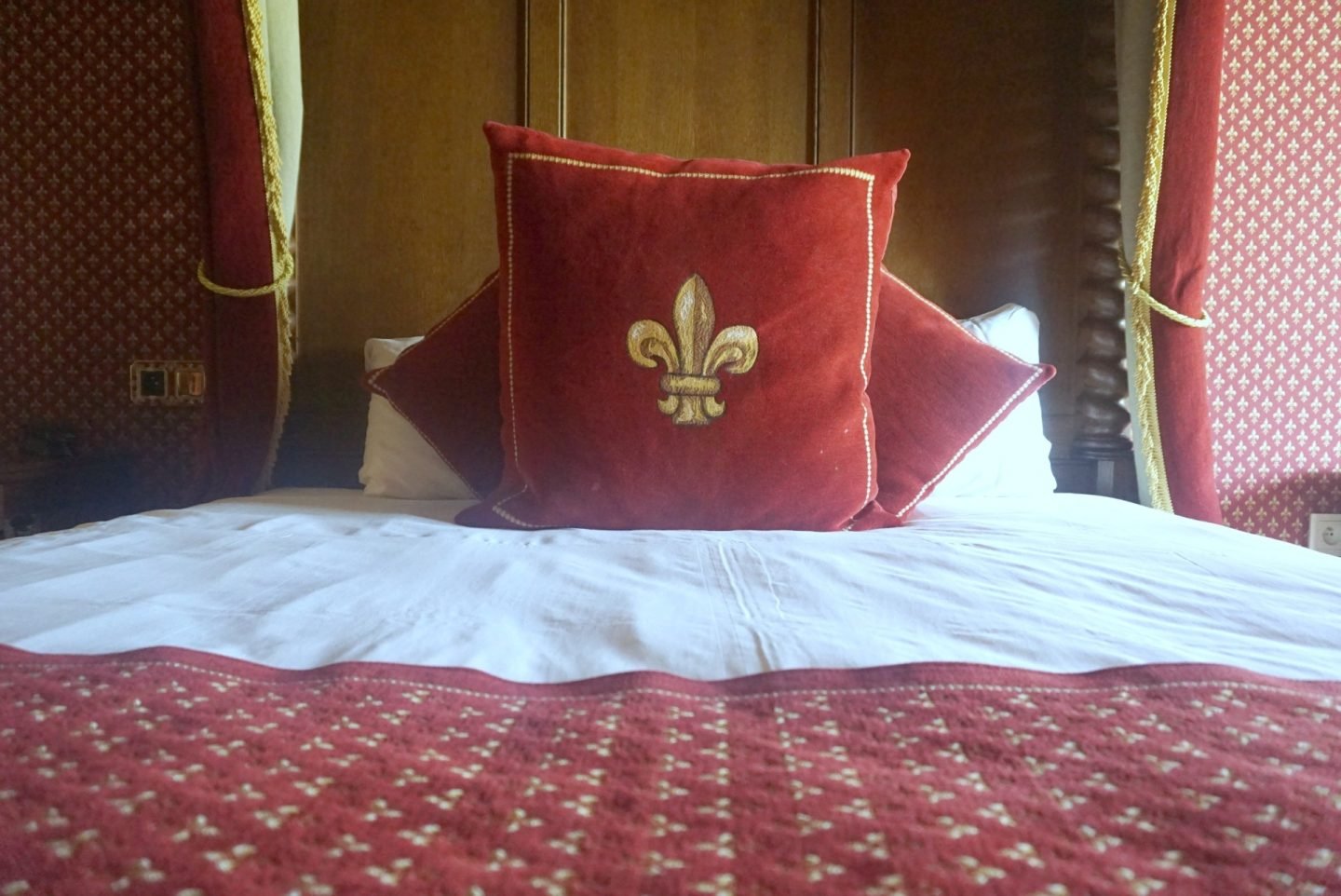 Four poster bed at Le Camp Du Drap D'Or at Puy Du Fou