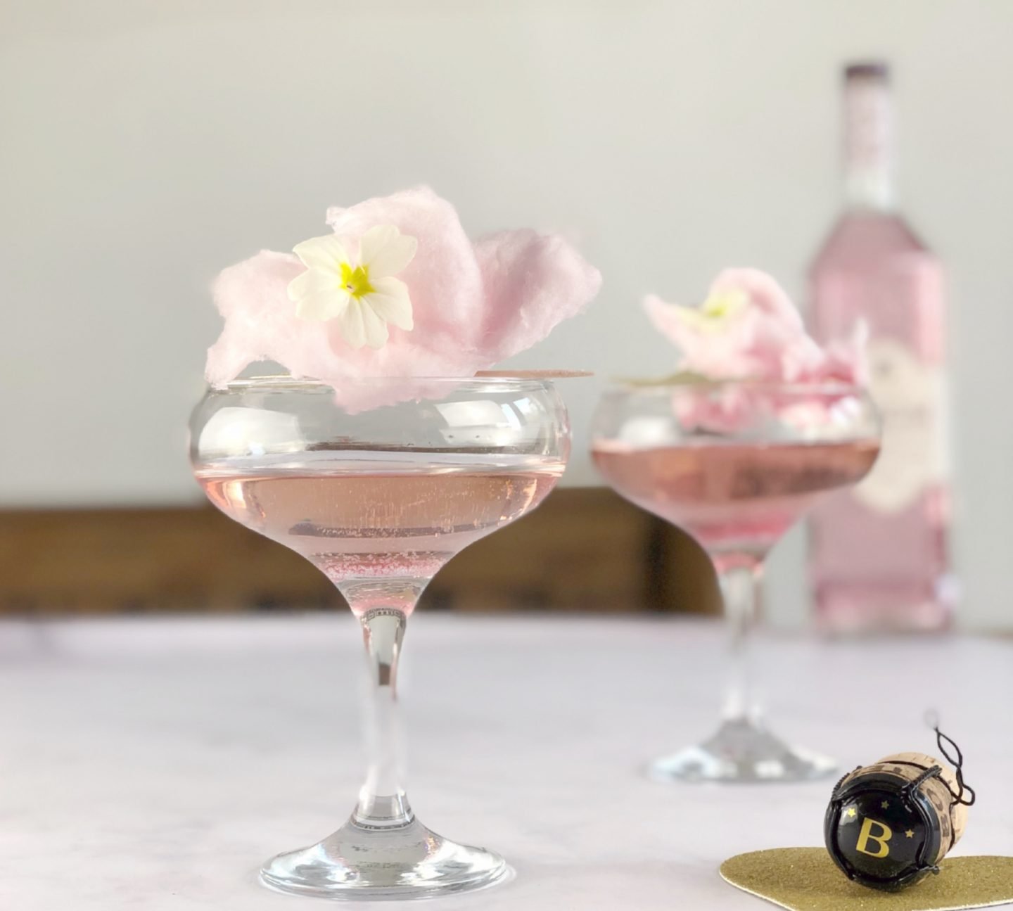 Pink Champagne and Gin Cocktail