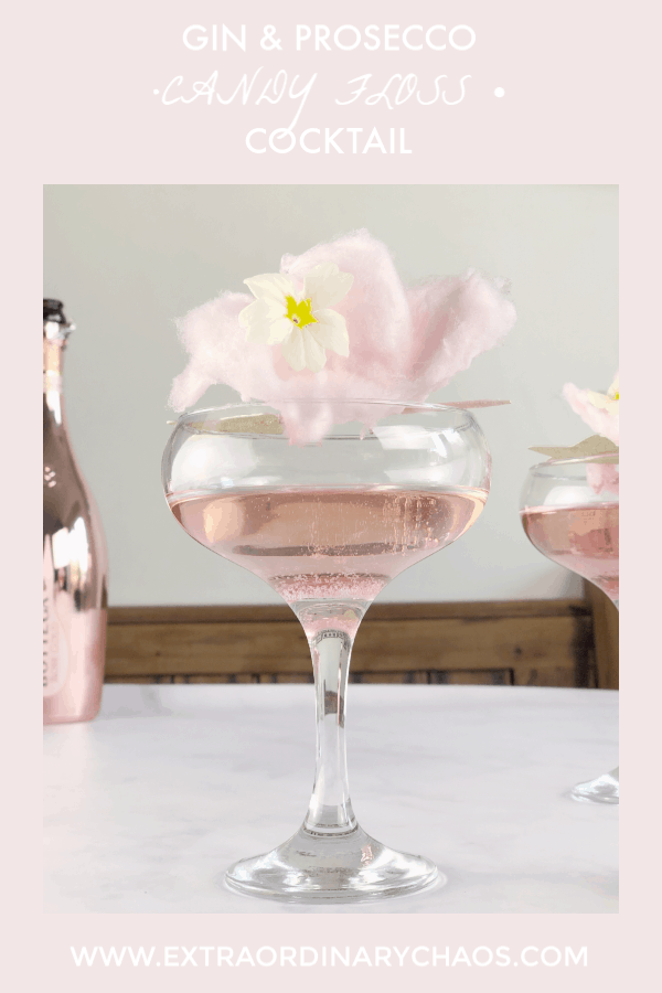Valentines Day Candy Floss, Champagne and Gin Cocktail