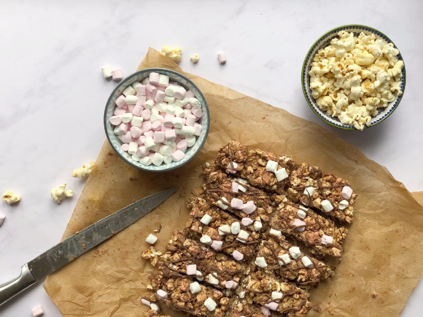 Home made popcorn rocky road