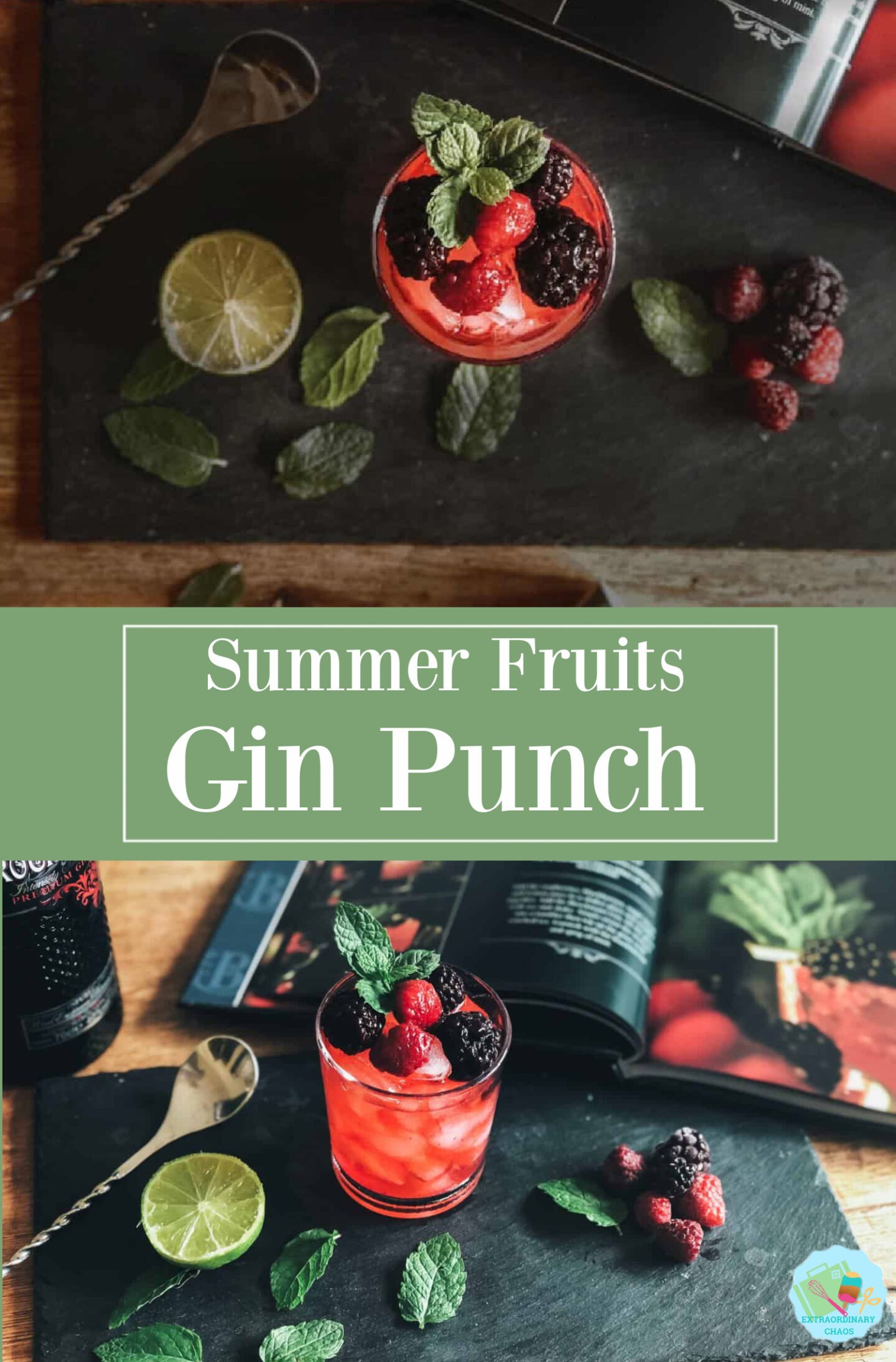 Summer fruits gin punch recipe and easy cocktail recipe to make for holiday parties and drinks