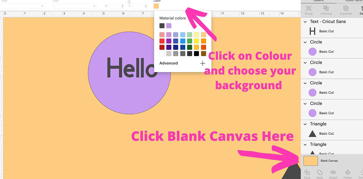How to change the Canvas Colour on Cricut Design Space