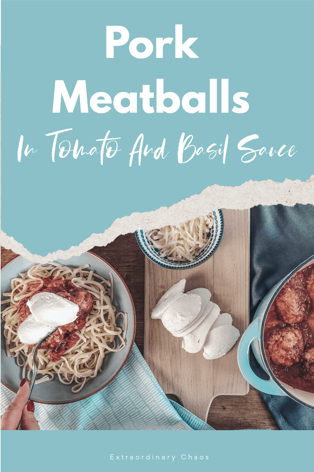 Italian pork and basil meatballs in tomato sauce.