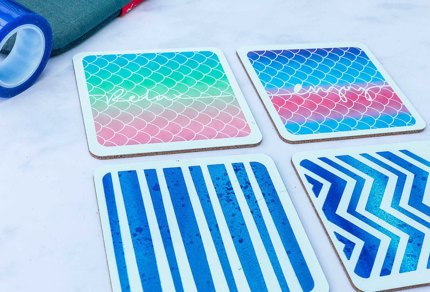 personalised coasters made with Cricut