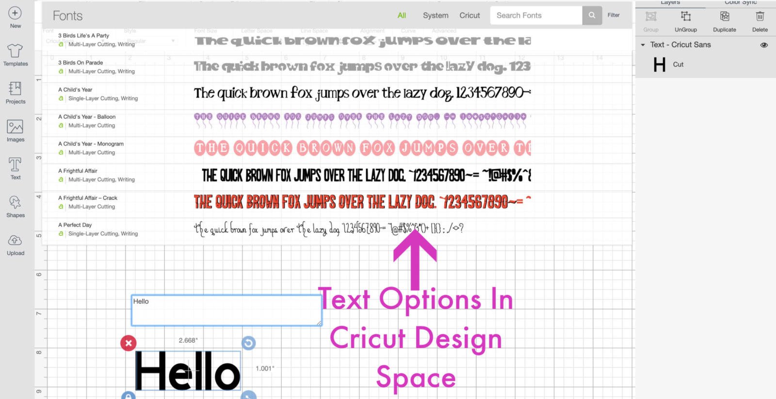 Different Types Of Text In Design Space
