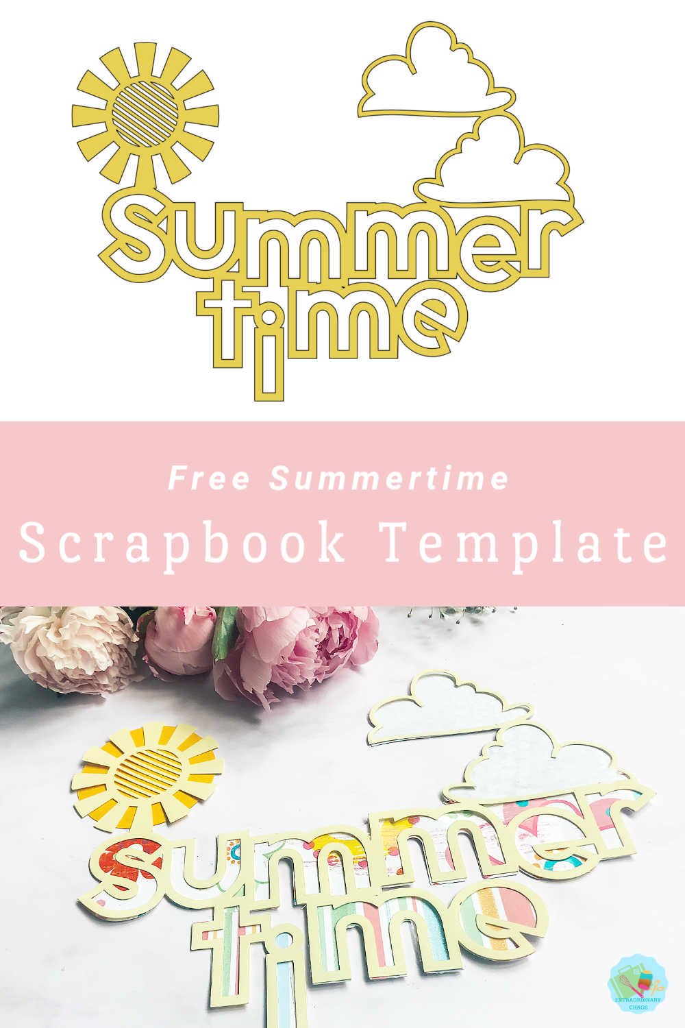 Free summertime scrapbook cut file template for summer scrapbook layouts