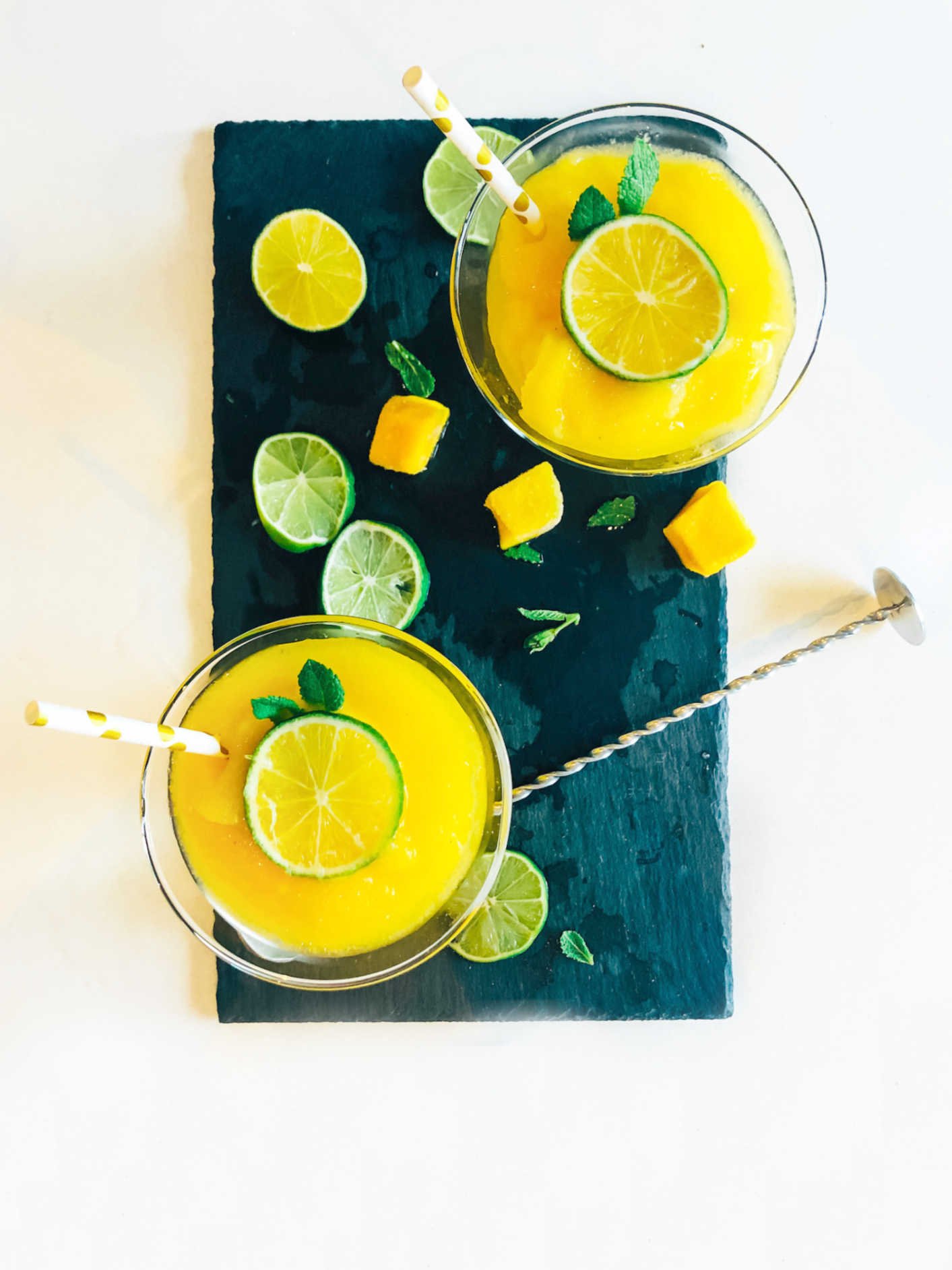 Frozen cocktail ideas, the frozen vodka and mango slush made with frozen mango and juice