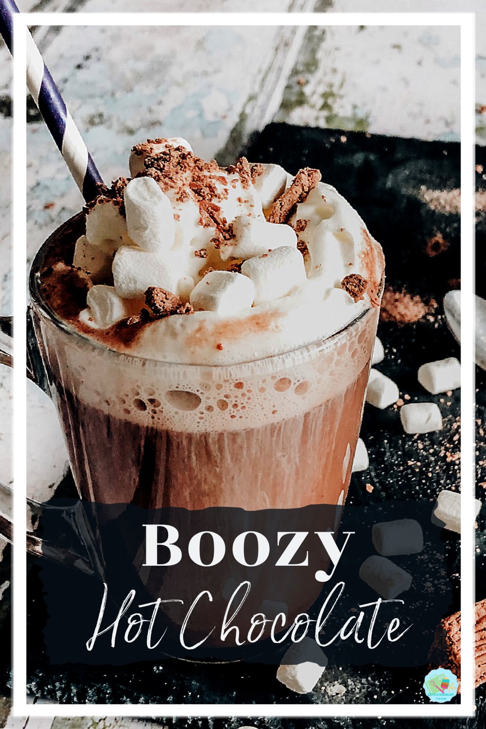 An easy boozy hot chocolate that makes the perfect winter cocktail for parties, firework and halloween and Christmas parties and fairs