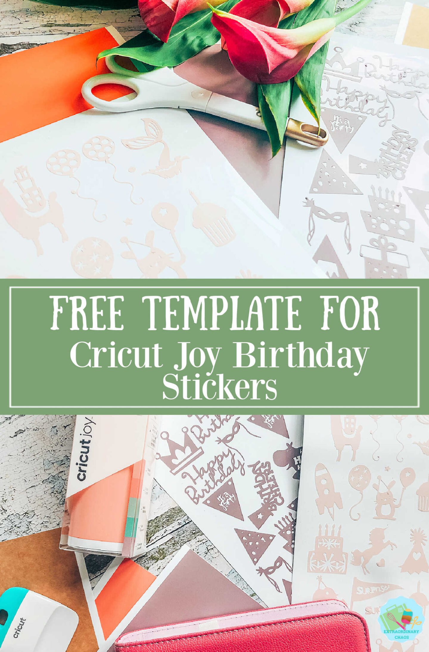 Free template for Cricut Joy Birthday Stickers -2