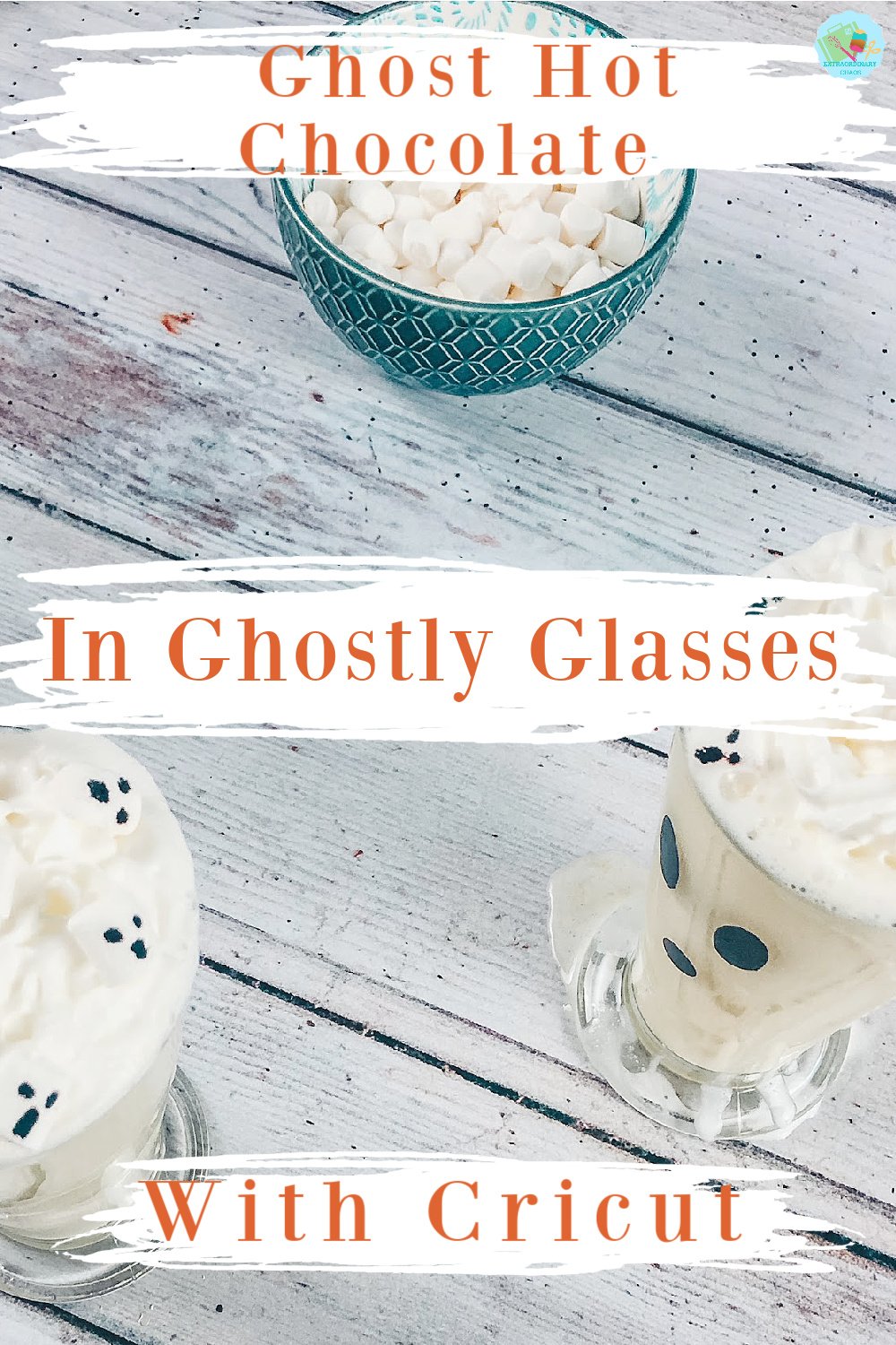 How to make Ghost hot chocolate glasses with Ghost Marshmallows for Halloween Parties -2