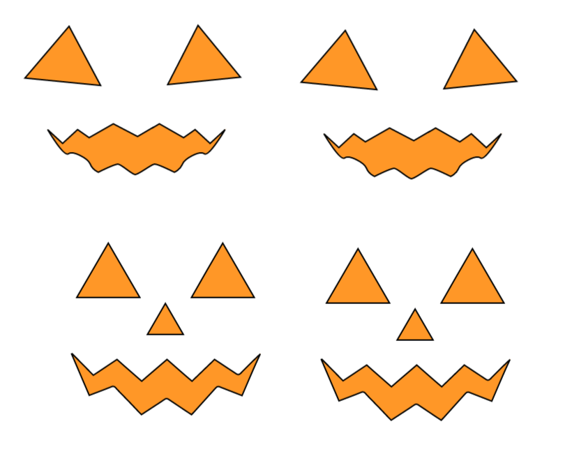 Template for spooky pumpkin faces for Halloween hot chocolate glasses