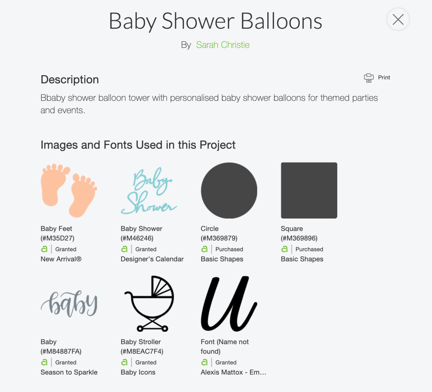 Baby shower Cricut vinyl balloon decals