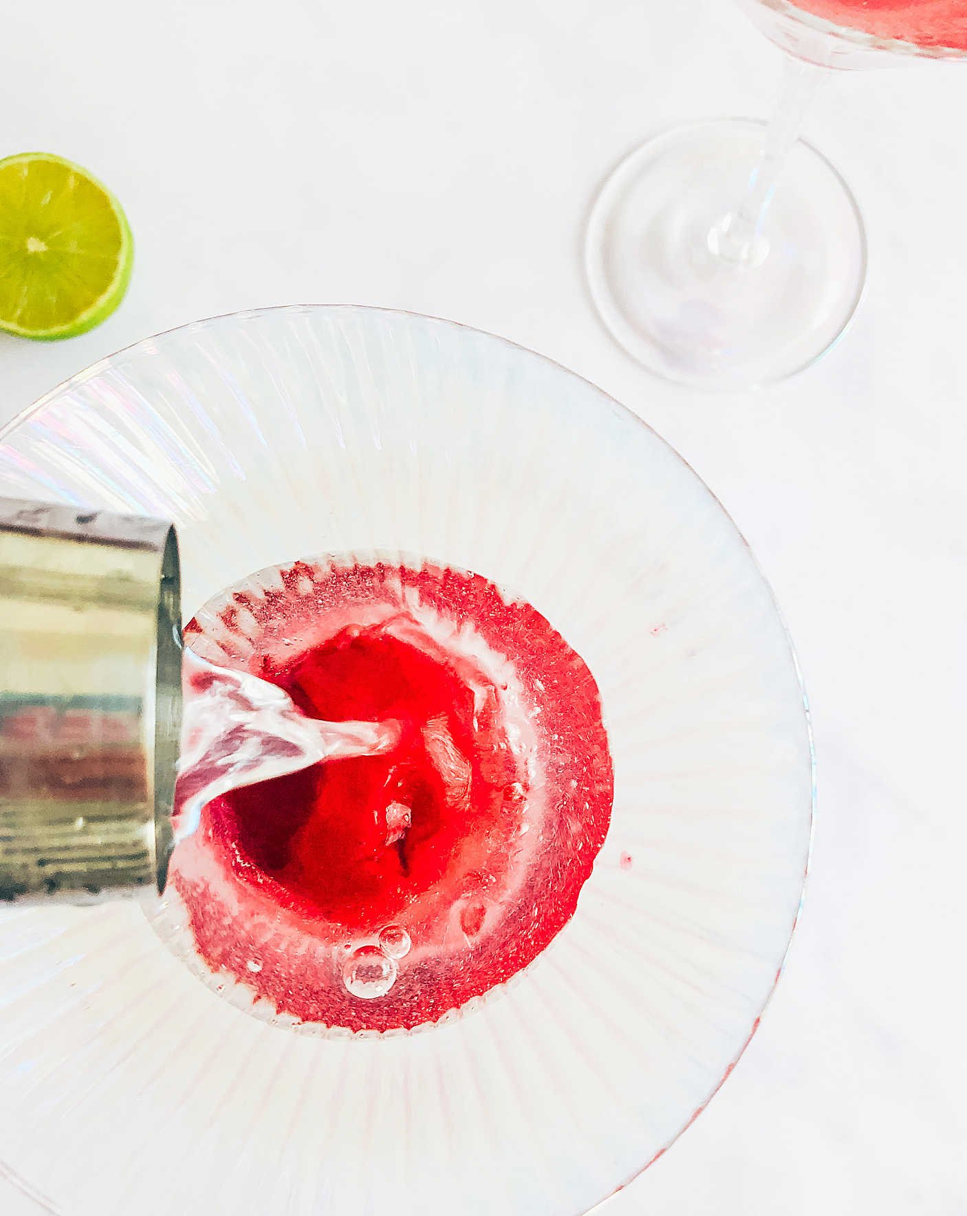 pour your cocktail over the sorbet, give it a second or two and the sorbet will rise to the top
