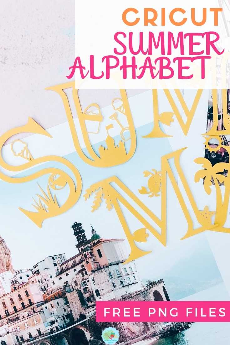 Cricut Summer Alphabet Free PNG Files for multiple projects
