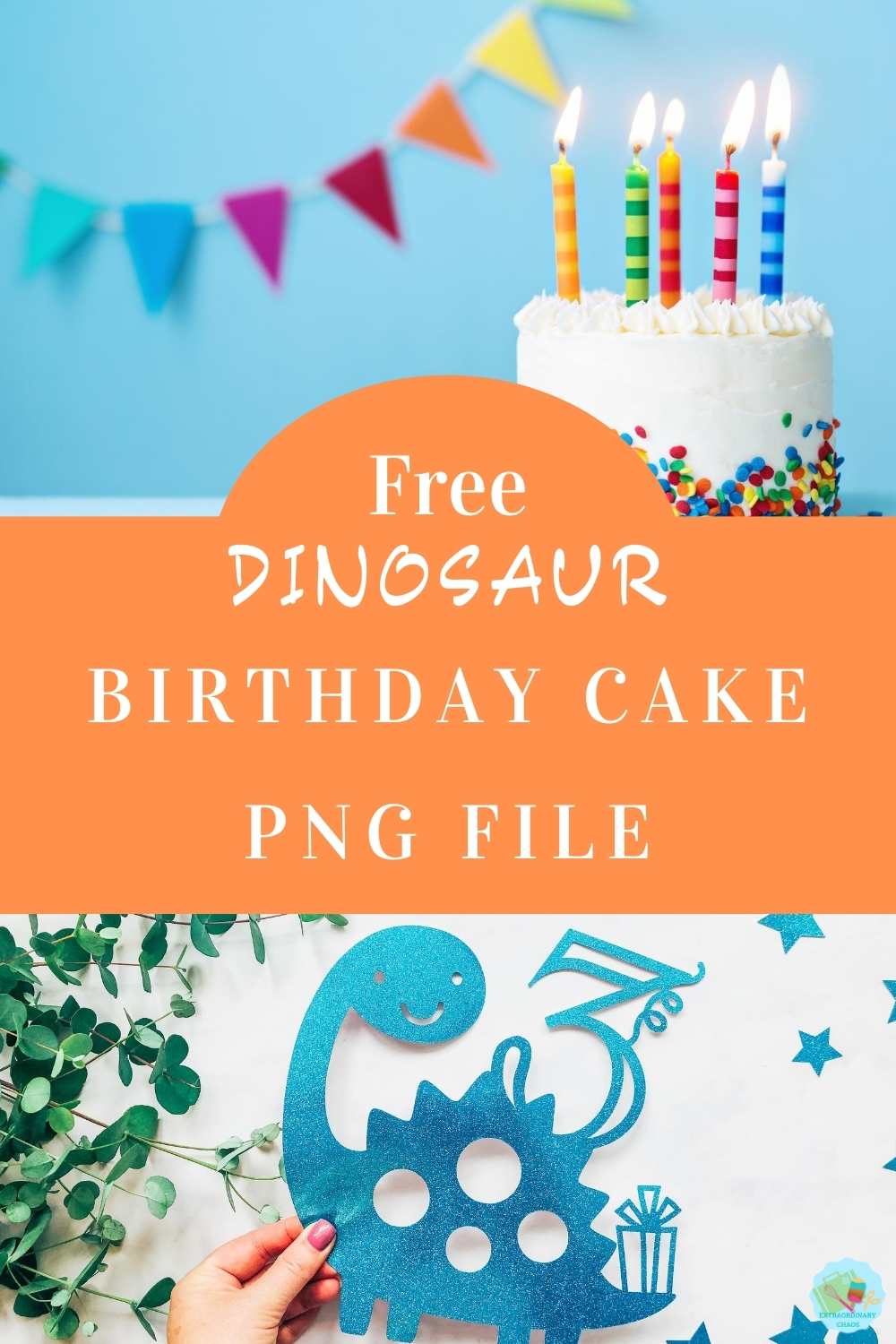 Free Dinosaur Cake Topper PNG File For Kids Themed Birthday Parties