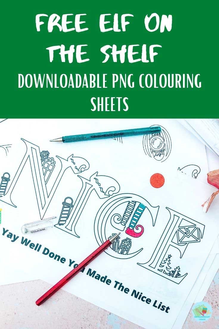 Cricut Elf on the shelf colouring alphabet for multiple craft projects