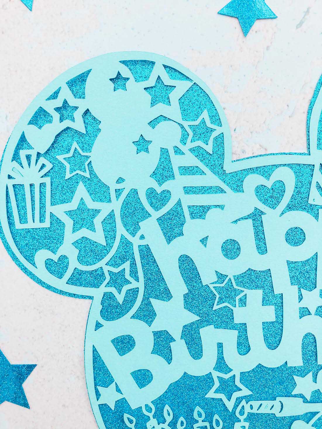 Downloadable Cricut Mickey Mouse Happy Birthday cut file for scrapbooking, cake toppers and paper cutting