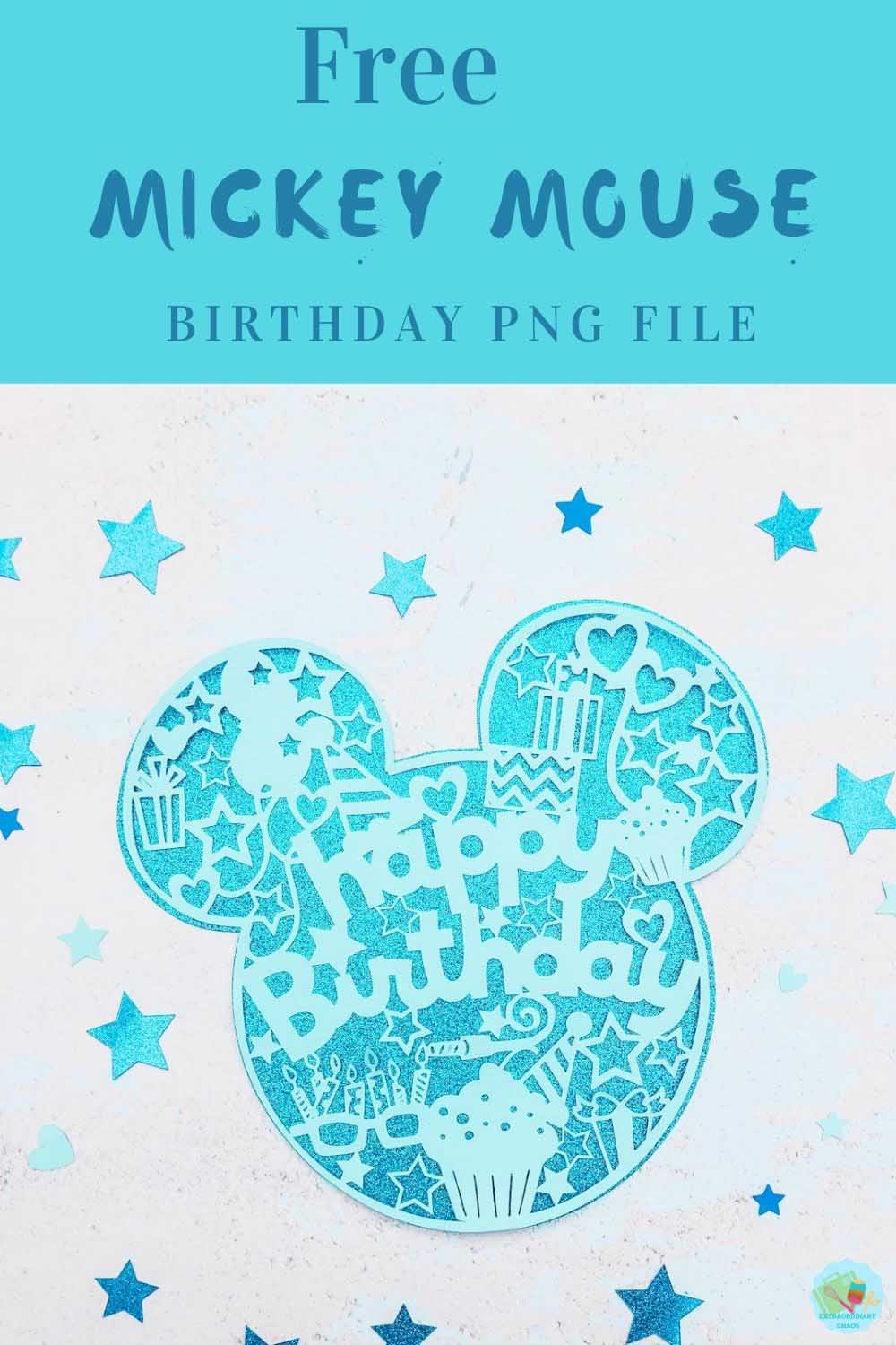 Free Mickey Mouse Birthday png file for Cricut and Silhouette