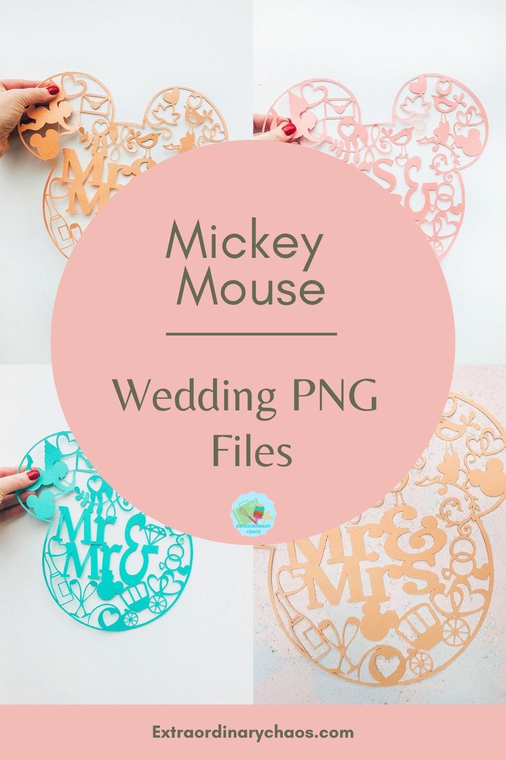 Mickey Mouse Wedding PNG Files for creating wedding decorations, table bunting and cards