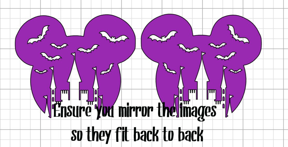 Mirror your Mickey Halloween  Cut File template to ensure it fits back to back