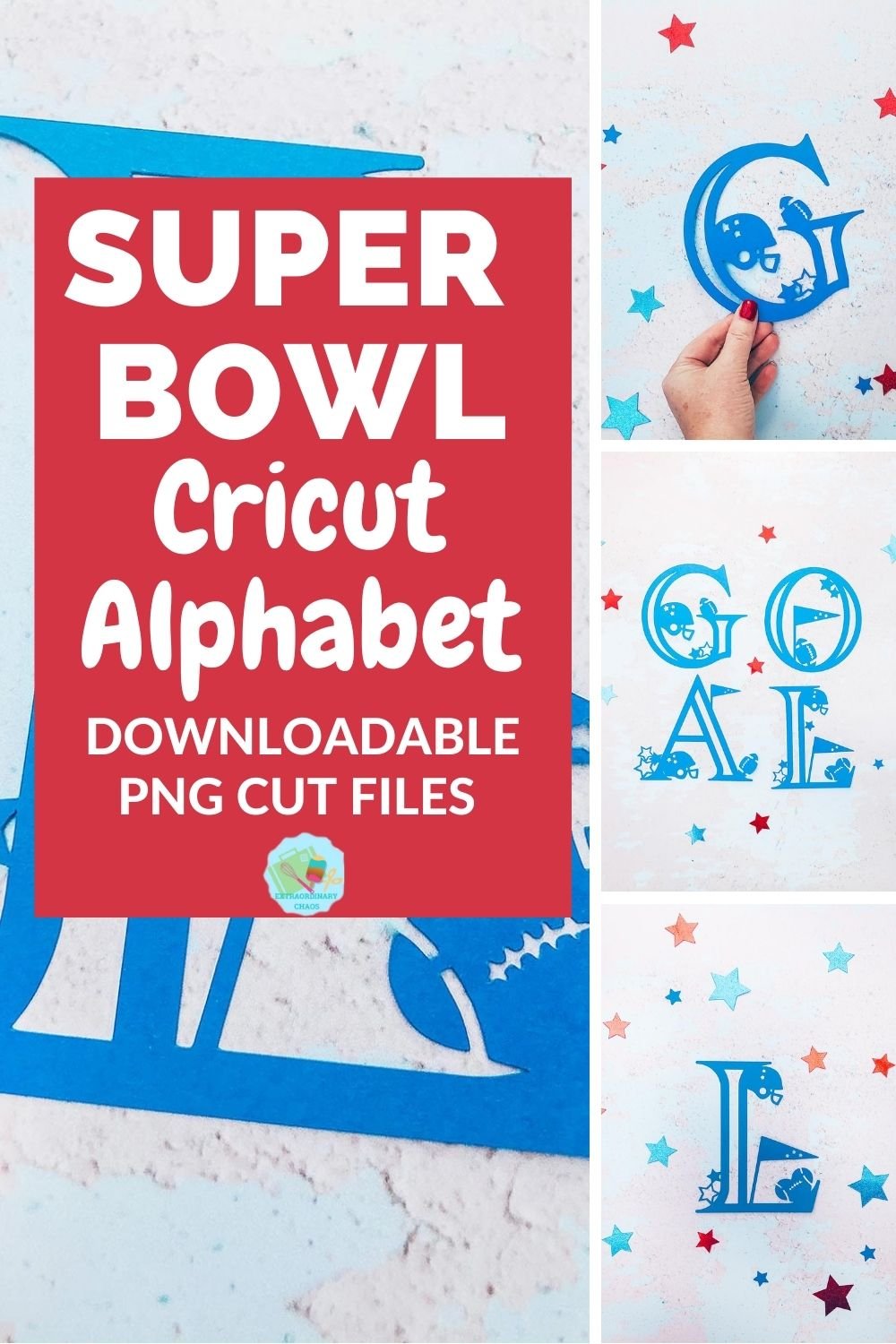 Super bowl Cricut Alphabet for football related craft and home and interiors projects