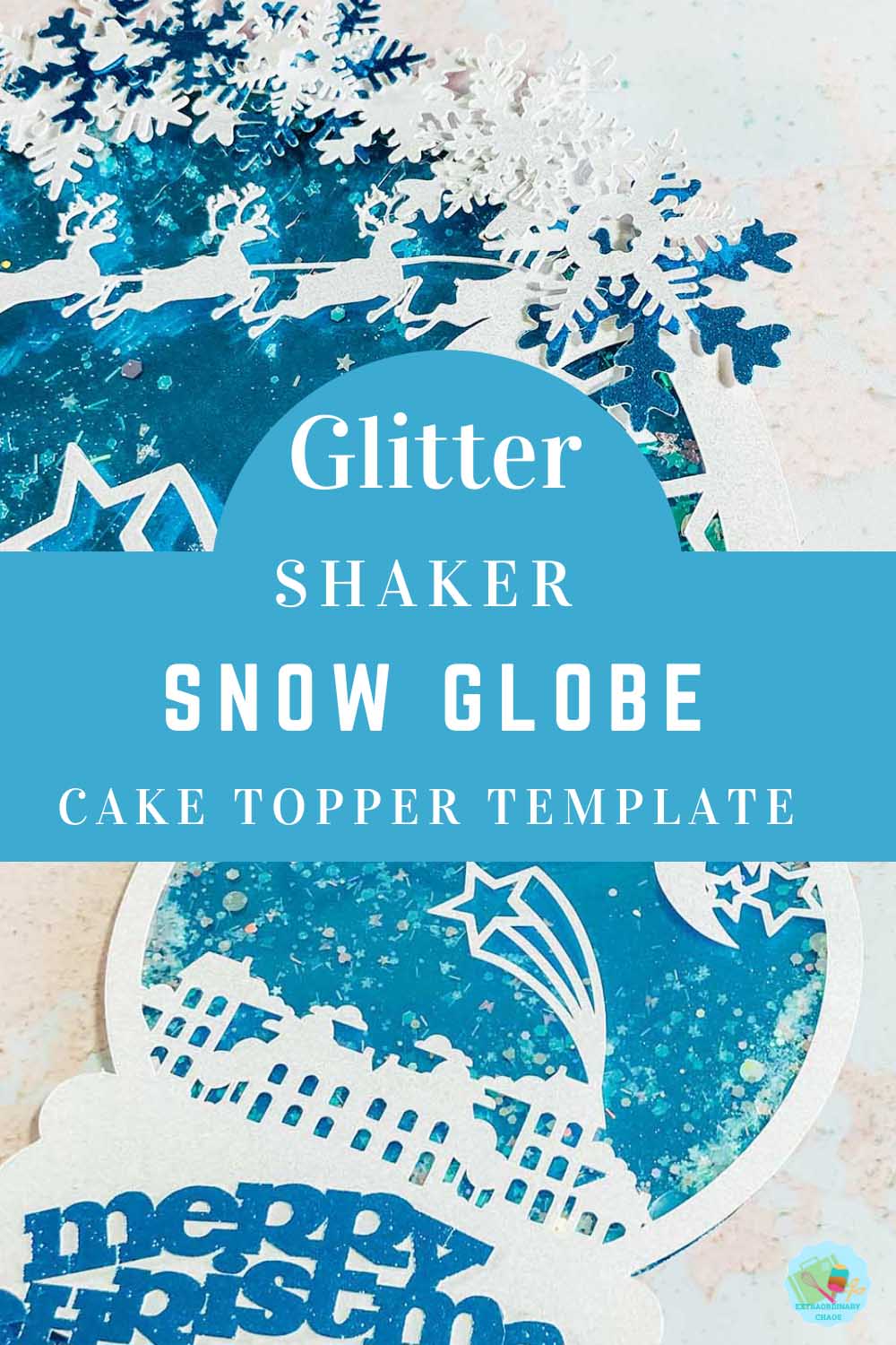 Downloadable Cricut Snow Globe Template for a Glitter Shaker Christmas Cake Topper copy