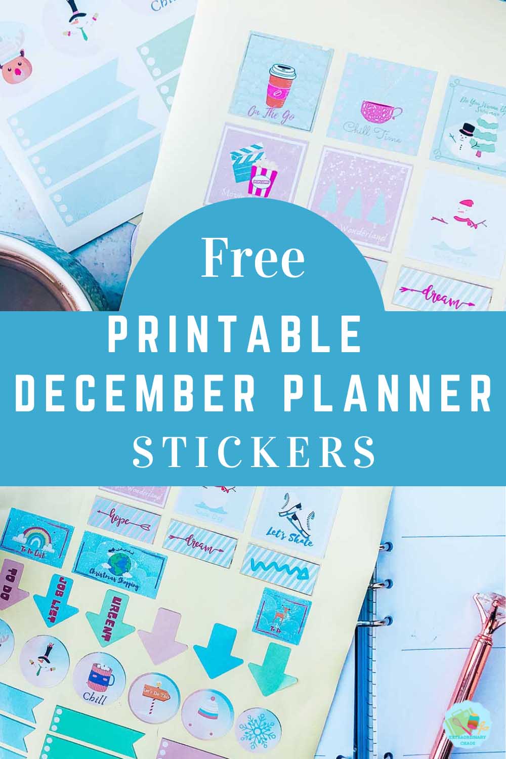 Downloadable Free printable Winter planner stickers, pdf and png files