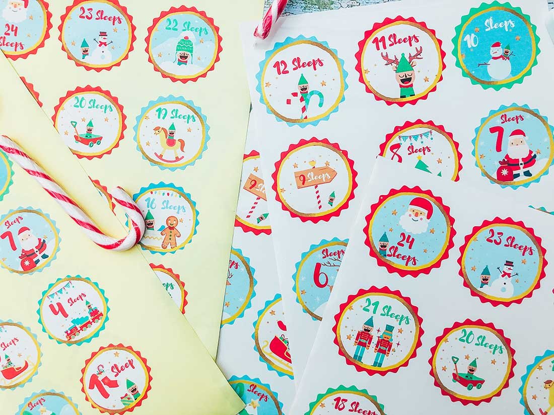 Elf on the shelf Printable Christmas Countdown stickers
