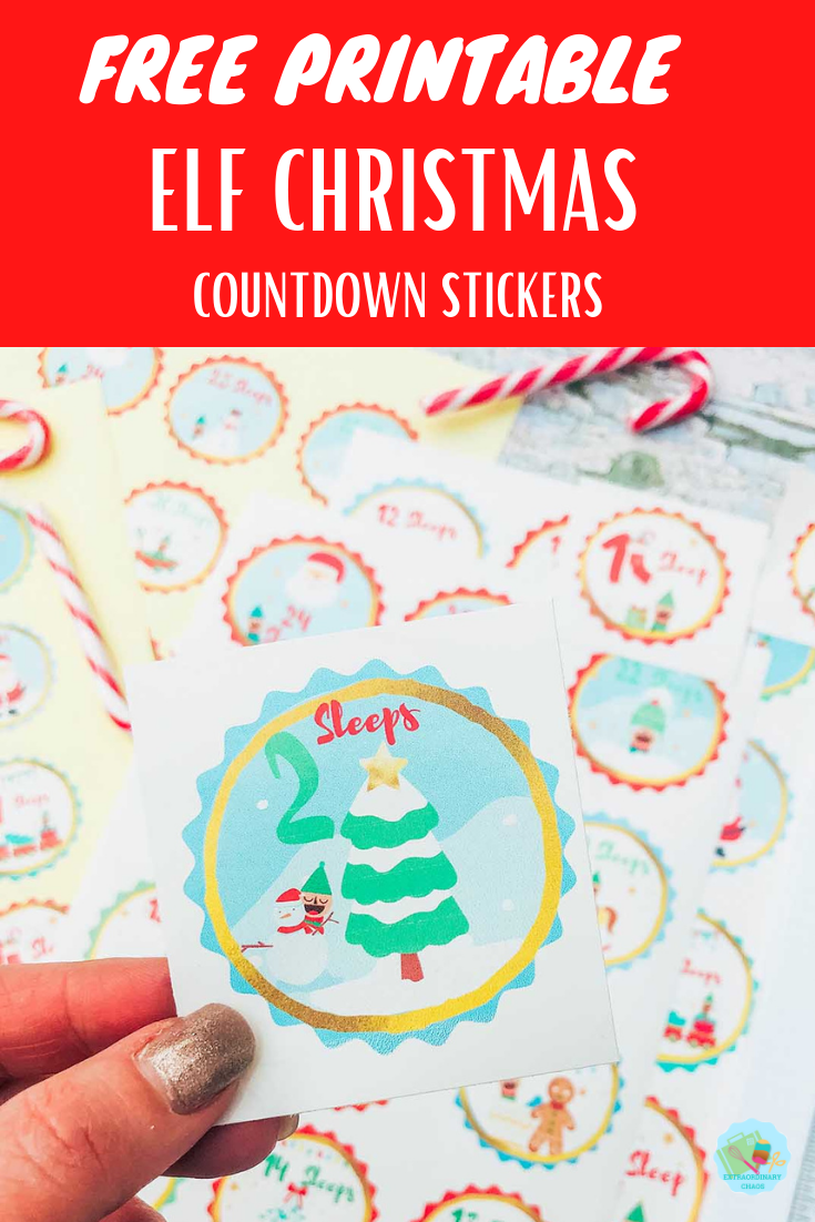 Free Downloadable Elf Christmas Countdown stickers