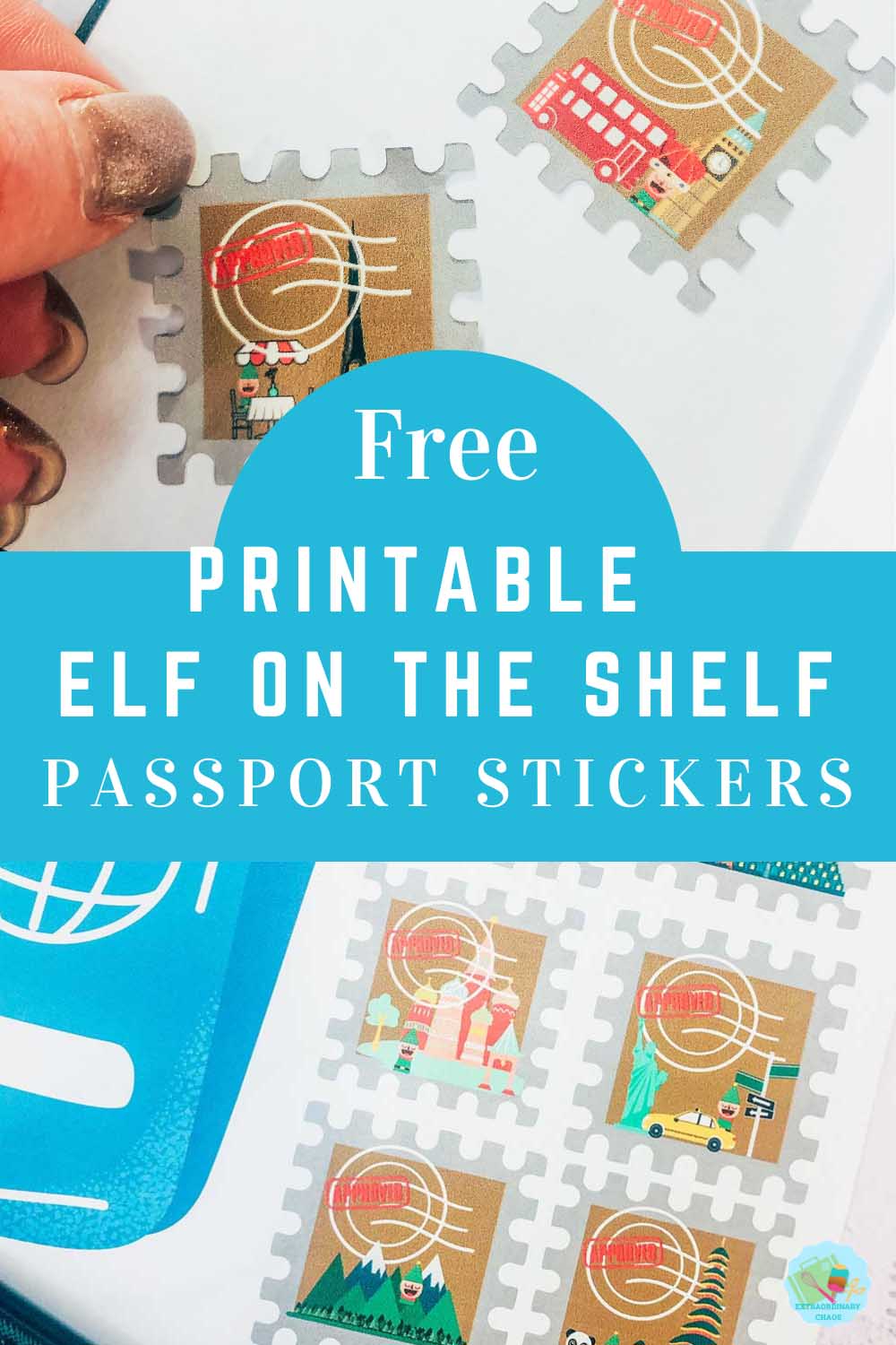 Free Downloadable Elf on the shelf passport and world wide travel stickers download