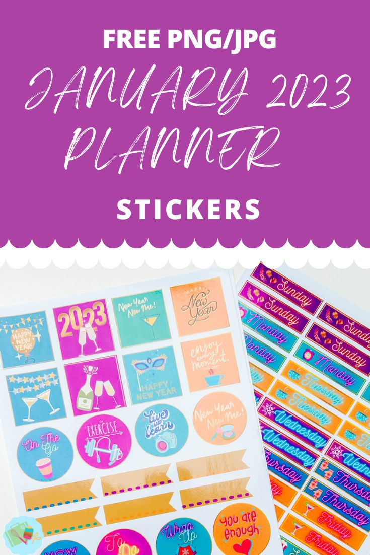 Free PNG JPG January 2023 Planner Stickers