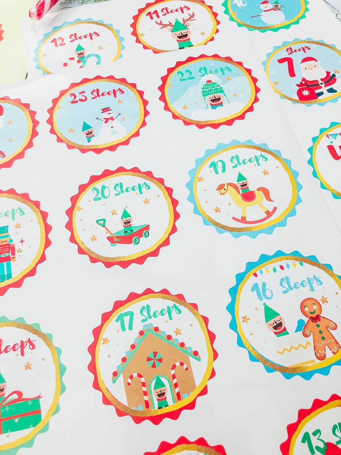 downloadable Elf advent stickers