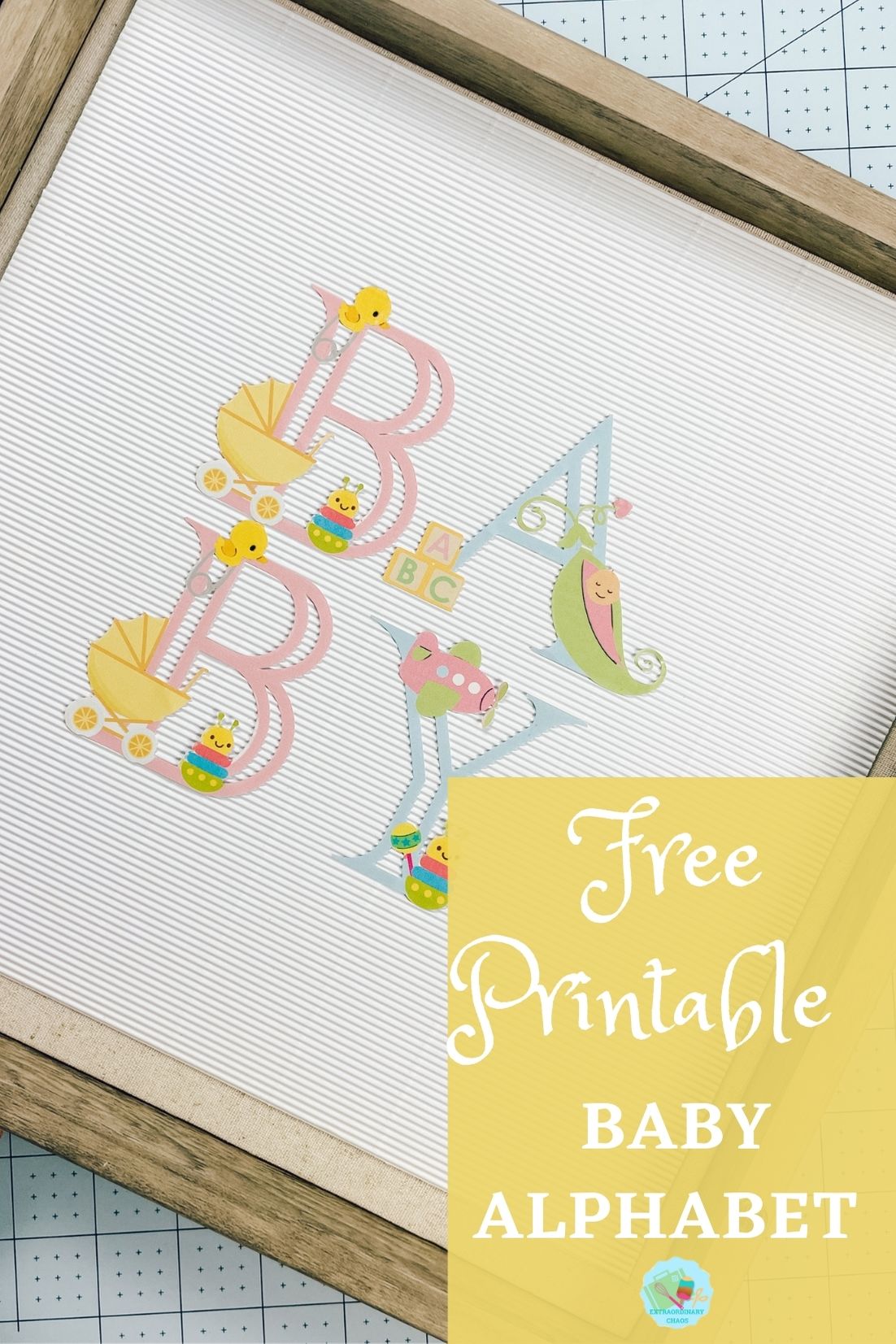 Baby printable alphabet for creating baby shower and baby gifts