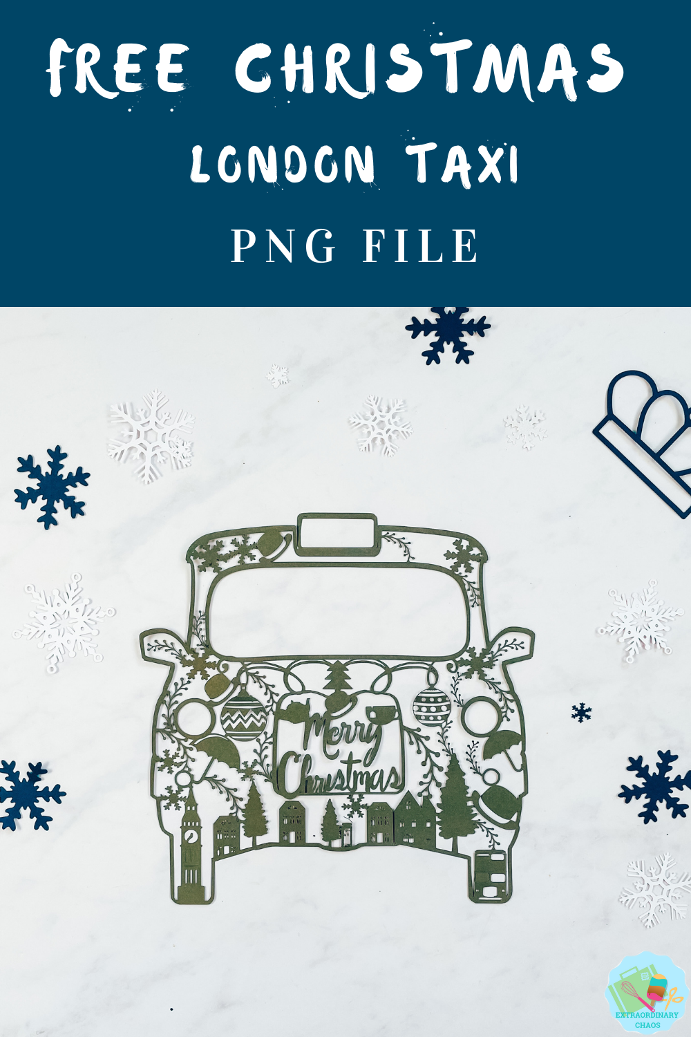 Christmas London Taxi Cab PNG File