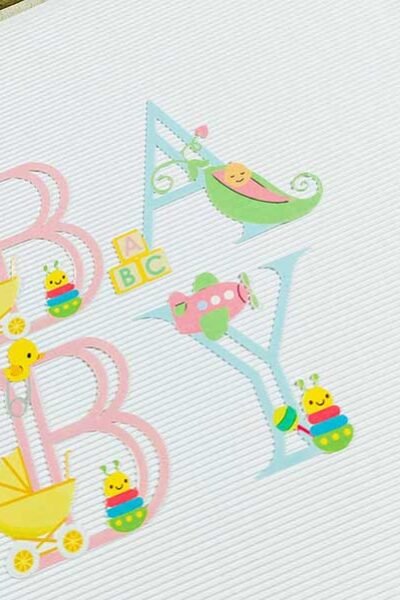 Cover Printable baby Alphabet for creating Cricut Baby gifts