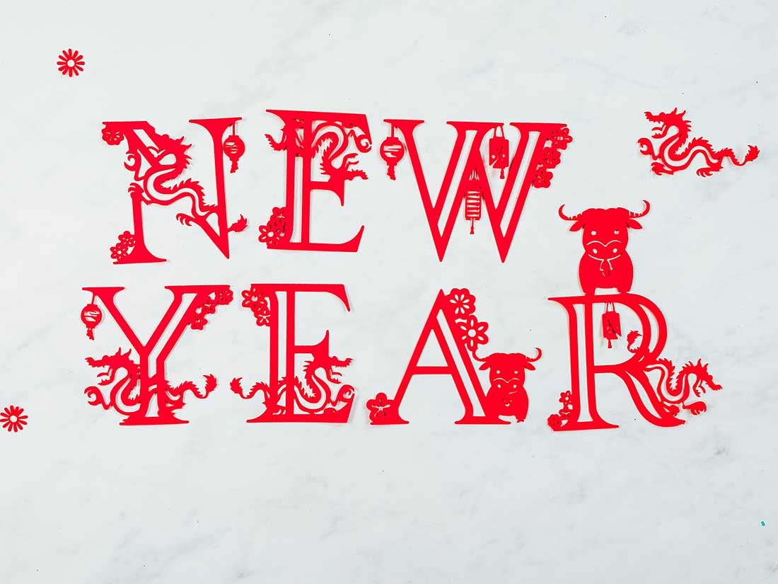 Downloadable Year of the OX letters and numbers For Cricut Crafting Free PNG Files