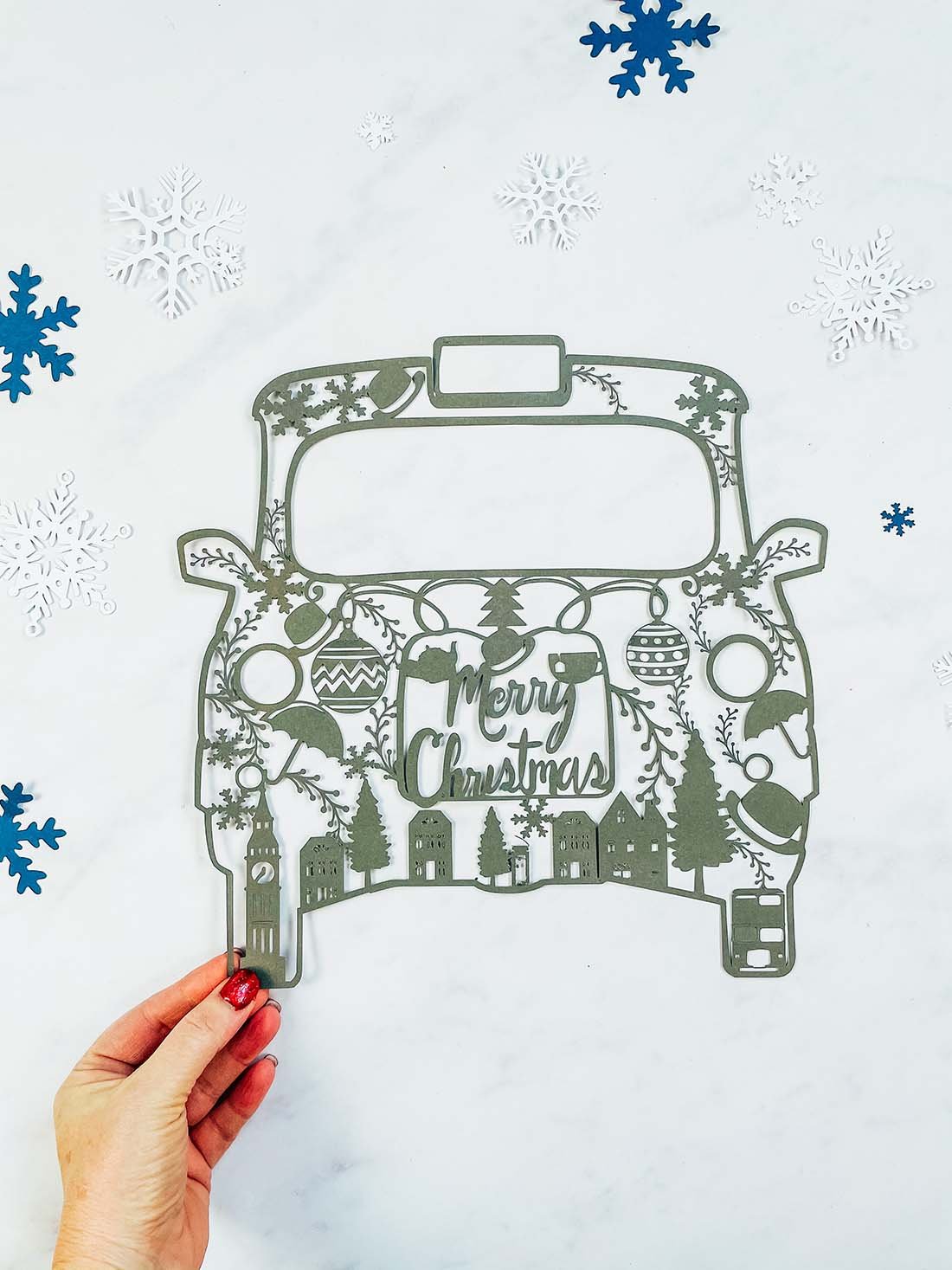 Free London Taxi Christmas PNG File For Cricut