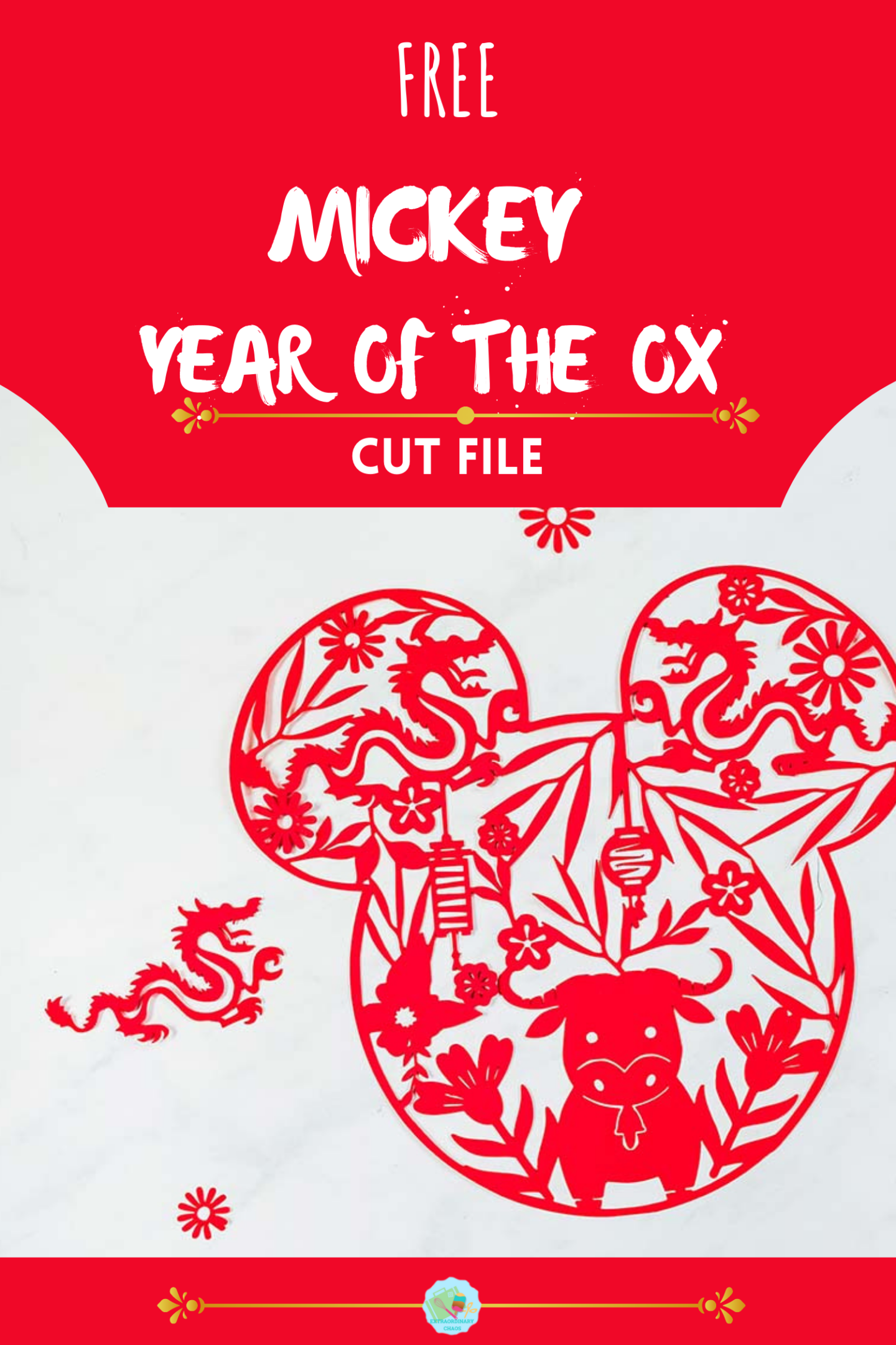 Free downloadable Year of the Ox Cut file for scrapbooking and Cricut Chinese New Year projects