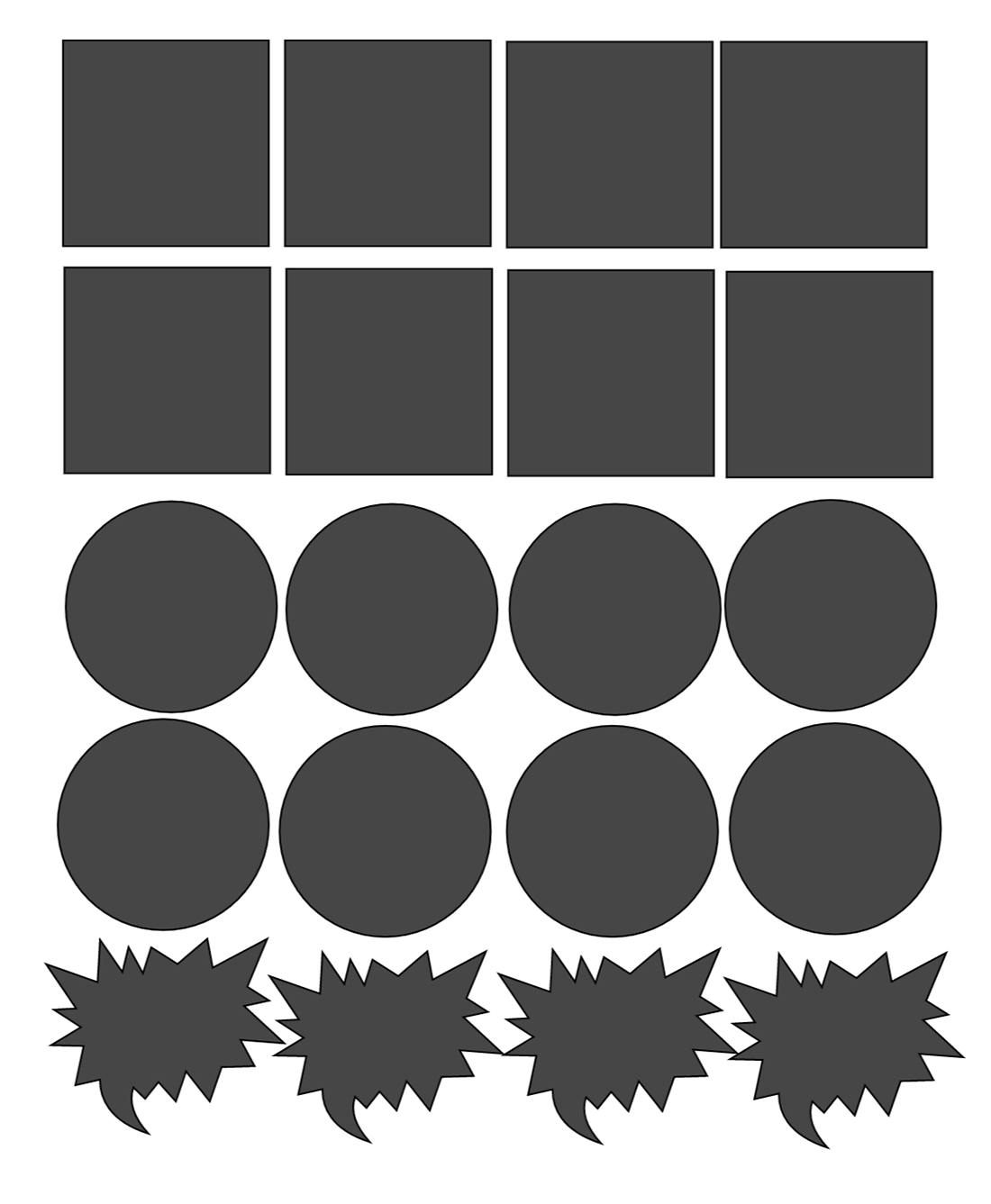 Make a template and attach together to have a pattern to follow to make you print and cut stickers