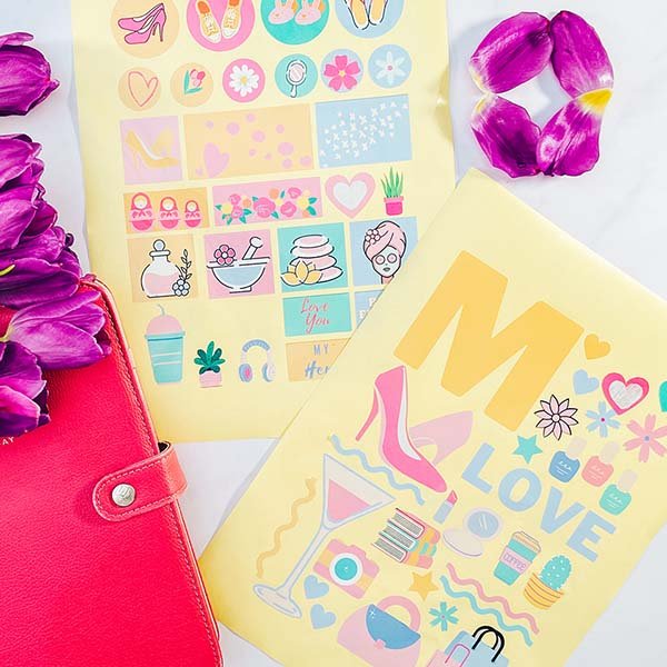 Cricut printable scrapbookng cut file stickers for Mothers. Day