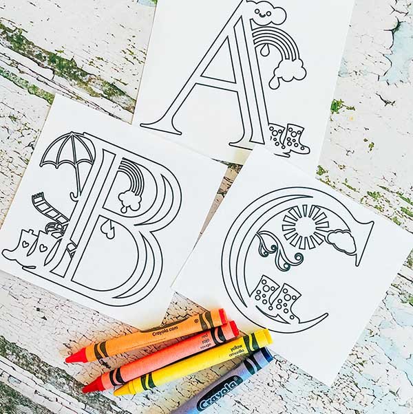 Cover Home school colouring alphabet for spellings and maths, weather themed