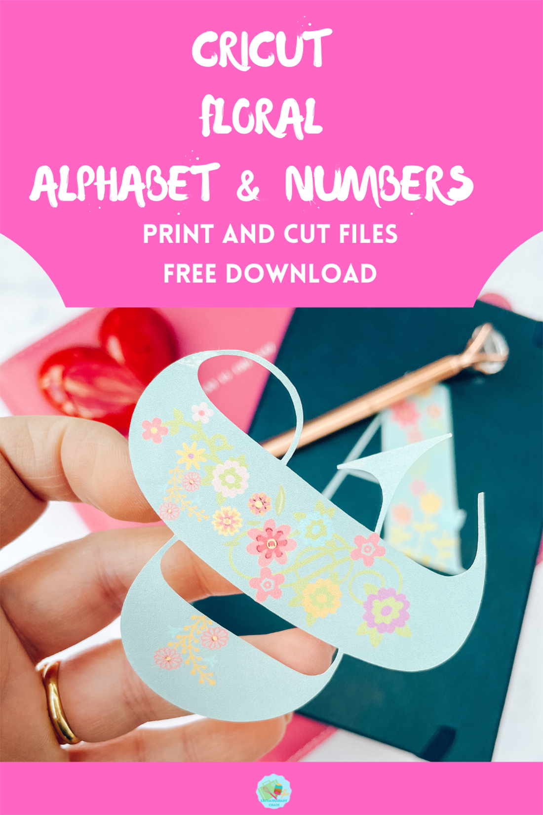 Free download for a Cricut Flowery Alphabet and numbers for Crafting and scrapbooking