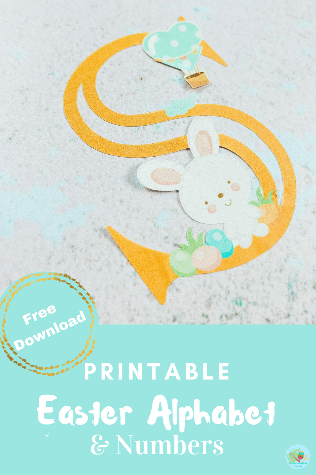 Free downloadable Print and Cut New Easter Alphabet for print and cut out by hand or print and cut with Cricut