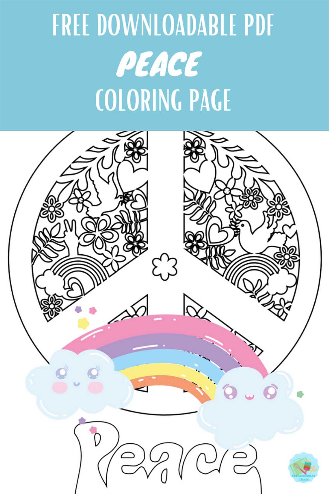 Free downloadable peace colouring page