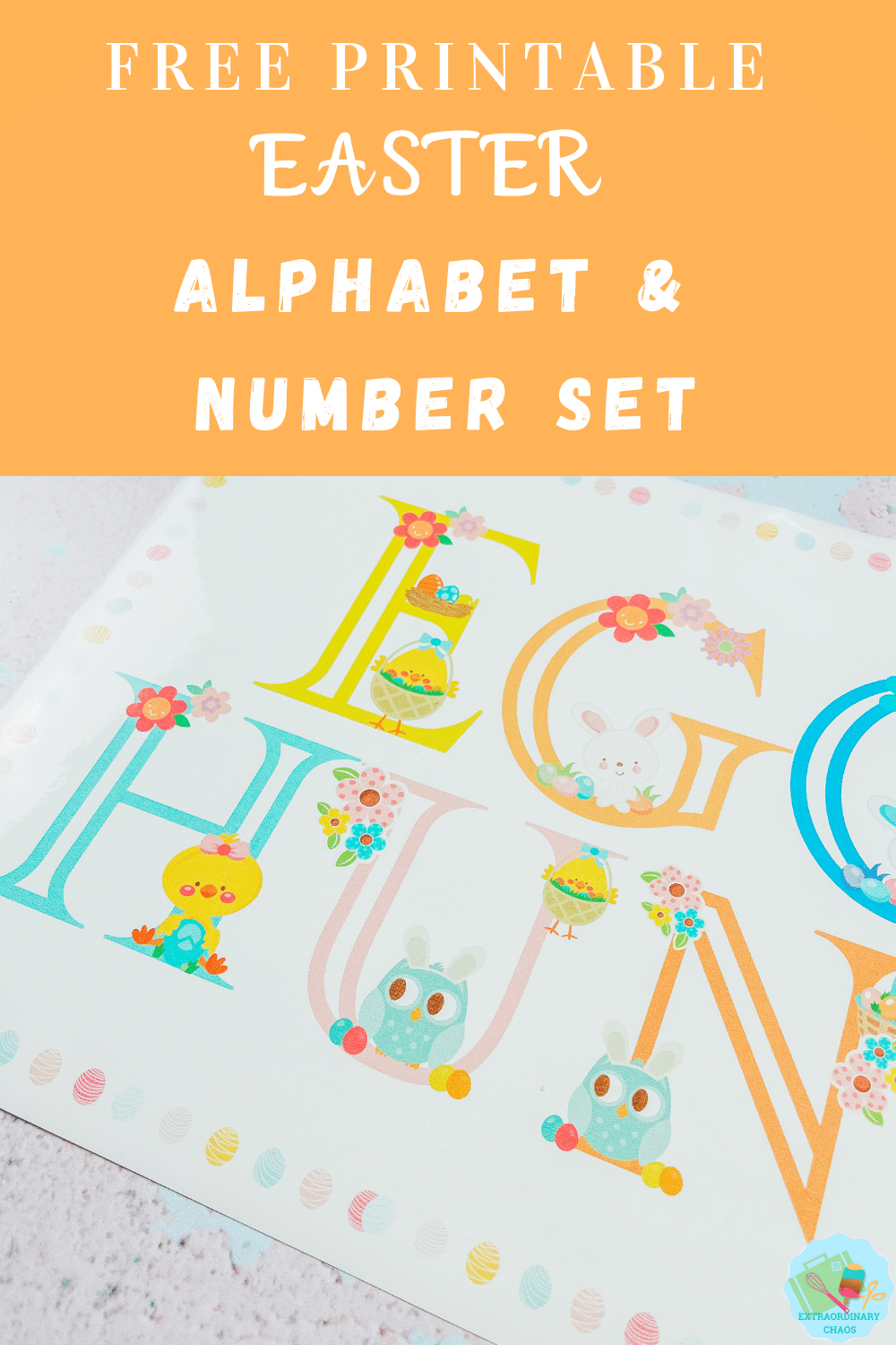 Free printable Easter Alphabet fro Cricut Easter Projects , sublimation, print and cut and crafts for kids