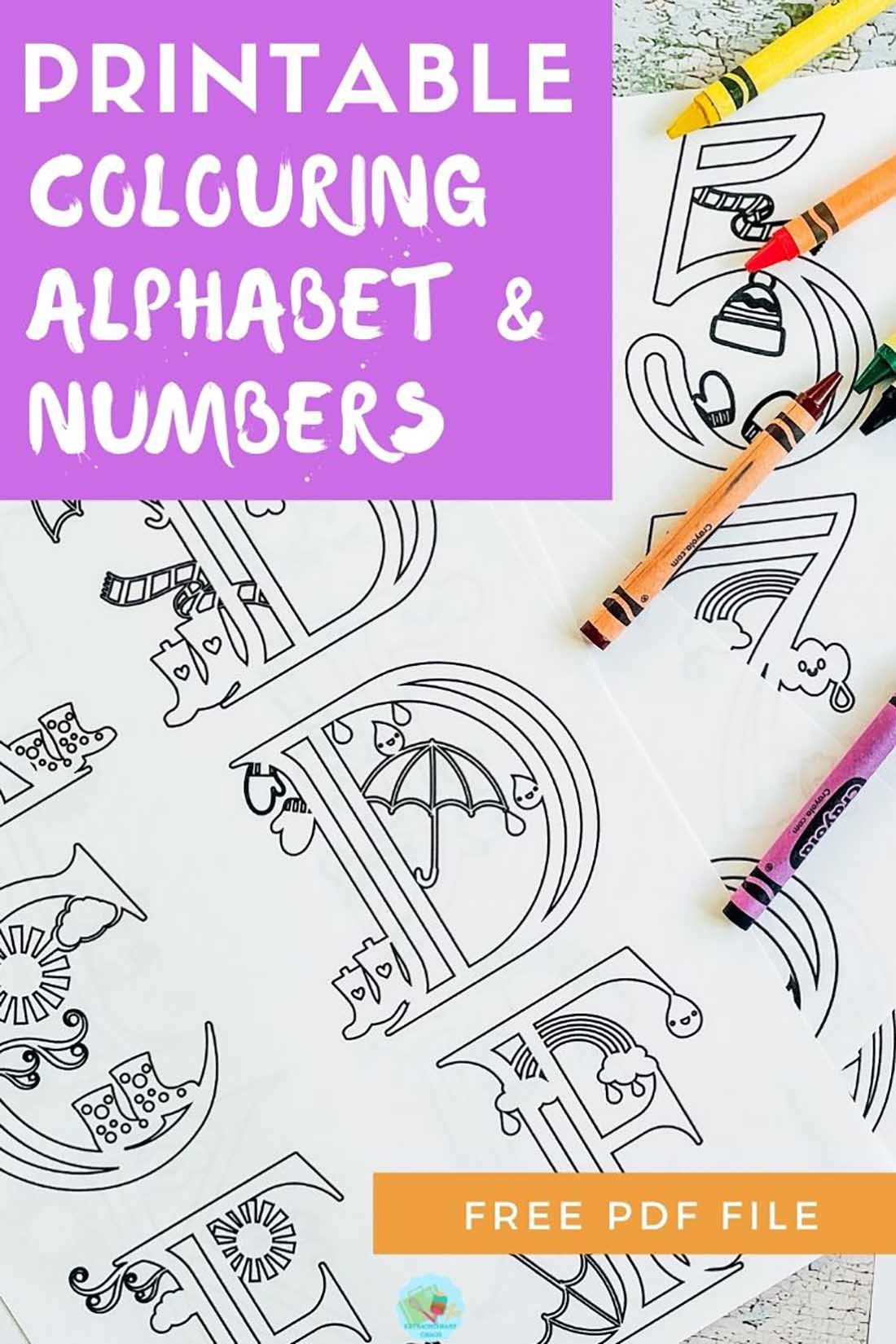 Free printable colouring alphabet and numbers for home school wi