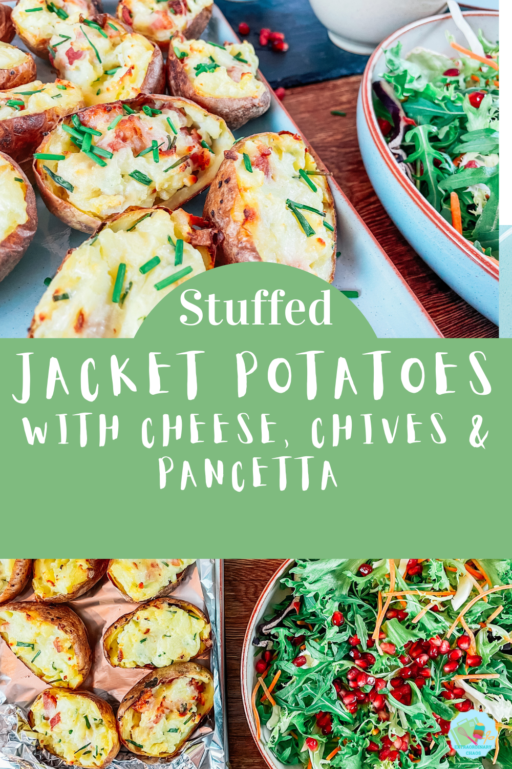 Stuffed Jacket Potatoes With Cheese Chives and Pancetta