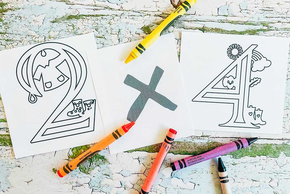 Weather themed colouring numbers and signs for home school maths